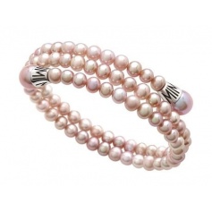 Mimì Lollipop Armband drei Stränge lila und silberne Perlen
