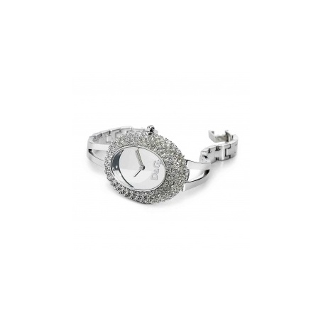 Orologio D&G Oval acciaio e pavè di cristalli, silver - DW0279