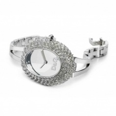 Orologio D&G Oval acciaio e pavè di cristalli, silver - DW0279
