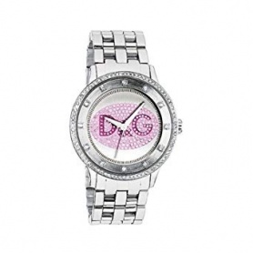 D&G Prime Time watch in steel with glitter logo - DW0848