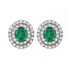 Salvini lobe earrings with diamonds and emeralds 20057689