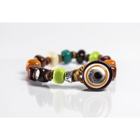 Moi bracelet with multicolor glass beads Land3 unisex