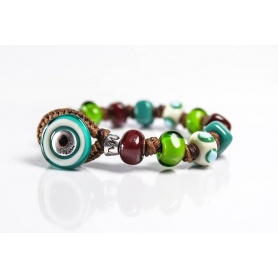 Moi bracelet with unisex green Campus glass beads
