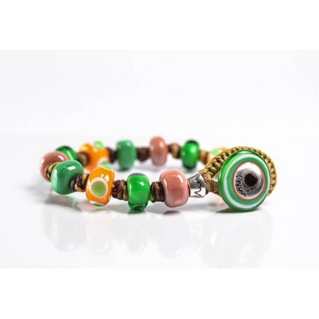 Moi bracelet with green and orange glass jumps Jump unisex