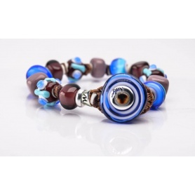 Moi Amos bracelet with unisex brown and blue glass beads