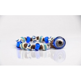 Moi Ebermund bracelet with unisex blue and sand glass beads