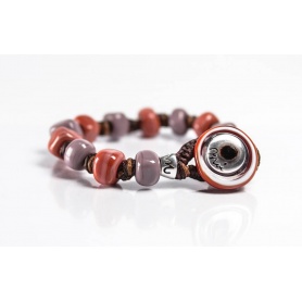 Moi Morgan bracelet with unisex red and mud glass beads