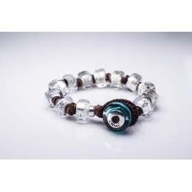 Moi Ottawa bracelet with glass beads with unisex silver leaf