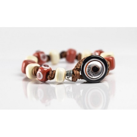 Moi Babele bracelet with unisex brown and beige glass beads