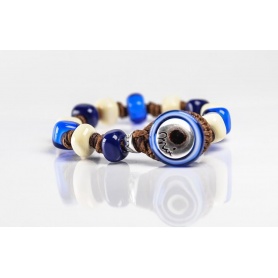 Moi Zefiro Armband mit Unisex Blau und Creme Glasperlen