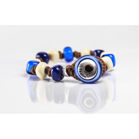 Moi Zefiro Armband mit Unisex Blau und Creme Glasperlen