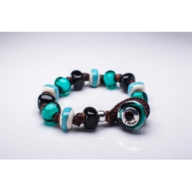 Moi Zagara bracelet with unisex black and turquoise glass beads