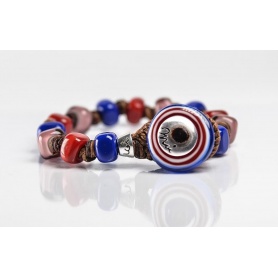 Moi School bracelet with unisex blue and red glass beads