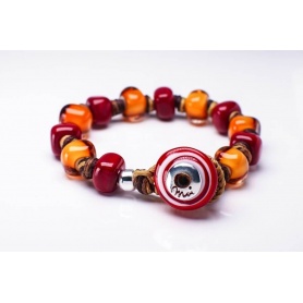 Moi Ombra Rossa Armband mit Unisex roten und orangefarbenen Glasperlen