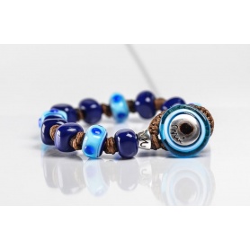 Moi Oltremare bracelet with unisex blue and light blue glass beads