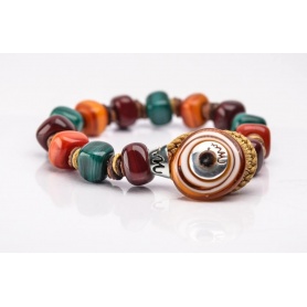 Moi Maiolico bracelet with unisex warm tone glass beads