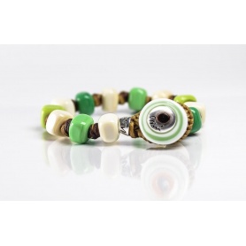 Moi Viride Armband mit weißen und grünen Unisex-Glasperlen