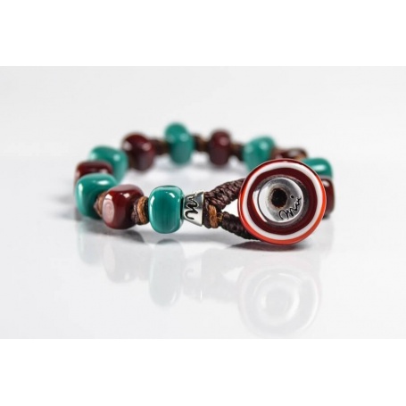 Moi Ottanio bracelet with unisex green and burgundy glass beads