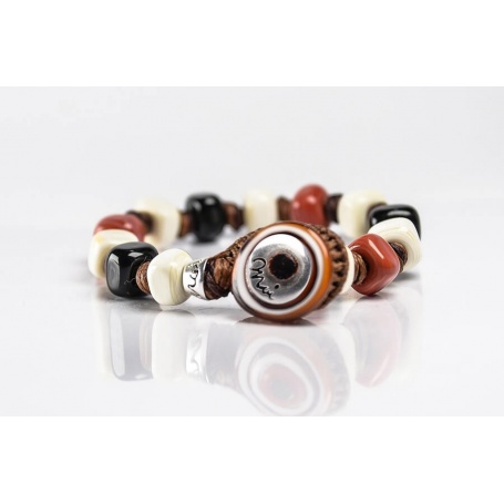 Moi Coriolano bracelet with unisex beige and caramel glass beads