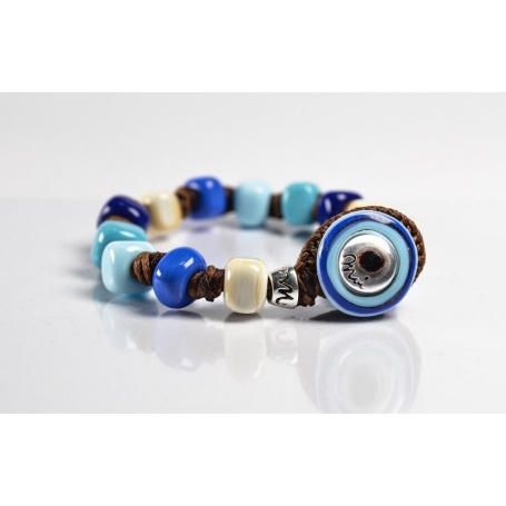 Moi Borea bracelet with glass beads in shades of blue unisex