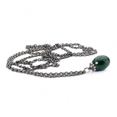 Silver Necklace with Malachite Trollbeads 80cm - TAGFA-00036