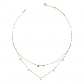 Rue Des Mille Double turn necklace with arrow in Golden Silver and Zircons -GRZ007DOPFREAU