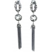 Maria and Luisa pendant earrings in inlaid burnished silver and rock crystal -OA0186 / V1 / S