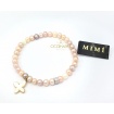 Mimì elastic bracelet with multicolor pearls and mother of pearl butterfly