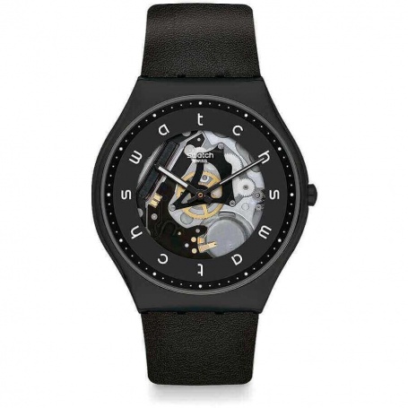 Swatch Essentials White Side Black Watch -SS07B101