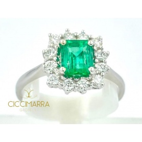 Ring with Emerald Ciccimarra Gioielli in white gold and diamonds - CISM01