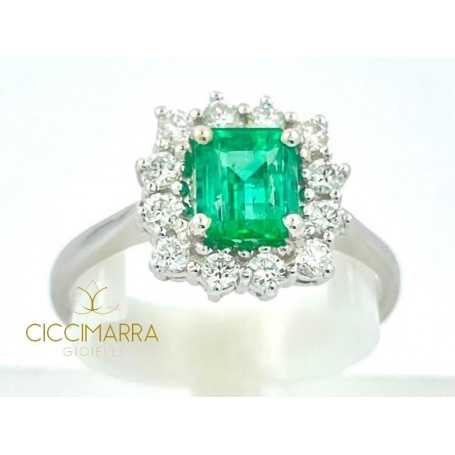 Ring mit Smaragd Ciccimarra Gioielli in Weißgold und Diamanten - CISM01