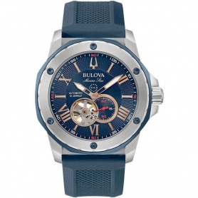 Bulova Automatic Marine Star Uhr blaues Kautschukarmband -98A282