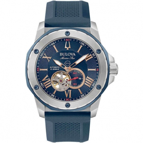 Bulova Automatic Marine Star watch blue rubber strap -98A282