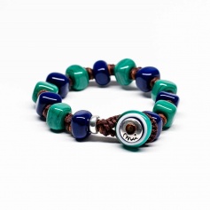 Moi Martino Armband mit unisex blauen und grünen Glassteinen