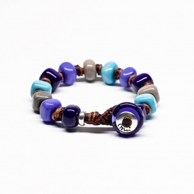 Moi Denim bracelet with unisex gray blue and turquoise glass stones