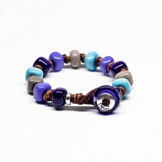 Moi Denim bracelet with unisex gray blue and turquoise glass stones