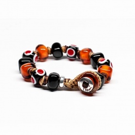 Moi Miele bracelet with black glass stones and unisex honey