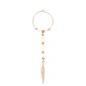 Long Maman et Sophie earring with Feather, Aulite and Mother of Pearl