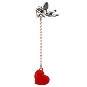 Single earring Maman et Sophie Cupid and red heart pendant