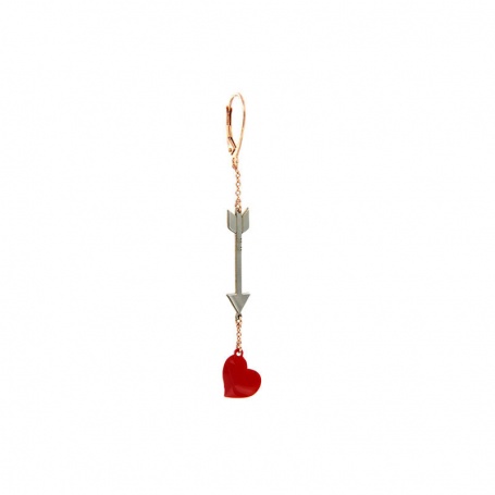 Single earring Maman et Sophie Cupid arrow and red heart