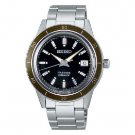 Seiko Herren Presage 60's Style schwarze Uhr - SRPG07J1