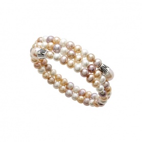 Mimì Lollipop dreireihiges Armband mit bunten Perlen und Silber - B0M396X4