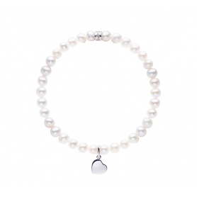 Elastic Mimì bracelet with white pearls and heart