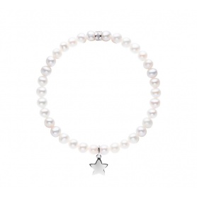 Mimì elastisches Armband mit weißen Perlen und Stern - B0M027A1