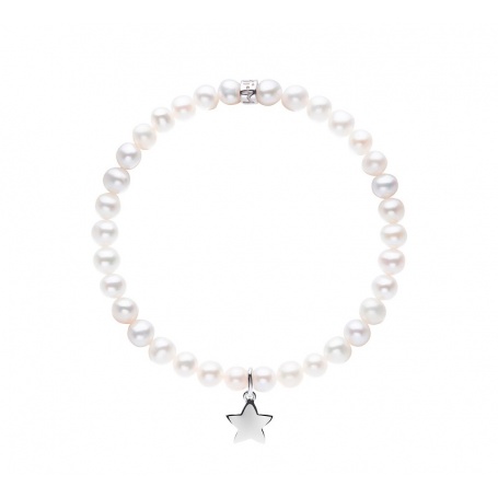 Mimì elastic bracelet with white pearls and star - B0M027A1