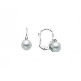 Pearl leverback earrings with Miluna diamonds - MOR758BM-003