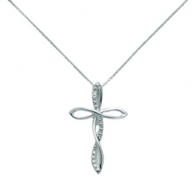 Miluna necklace in white gold with cross and diamond - CLD4260
