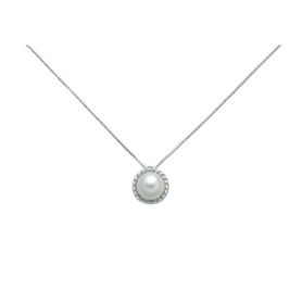 Collana con perla Miluna con contorno torchon oro bianco - PCL5738