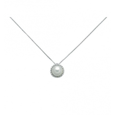 Miluna Perlenkette mit weißgoldener Torchon-Kontur - PCL5738