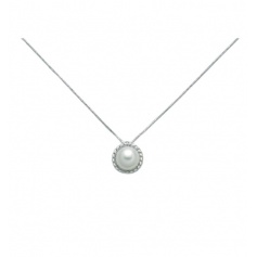 Collana con perla Miluna con contorno torchon oro bianco - PCL5738
